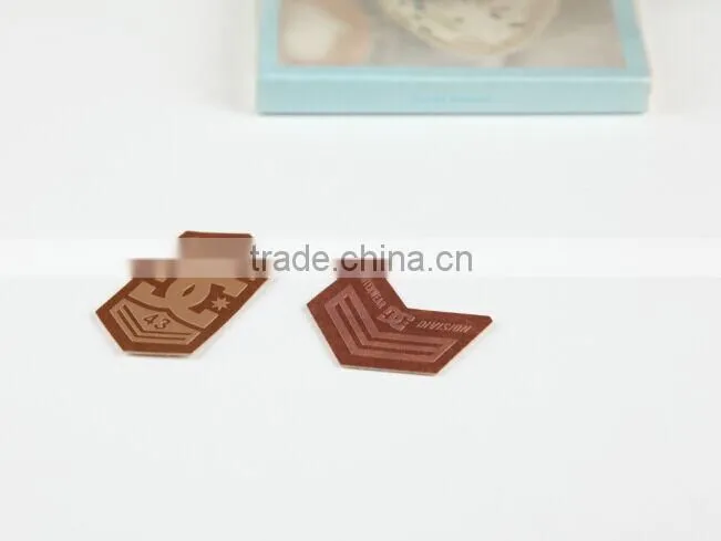 Custom Embossed Branded PU leather patch Laser Cut leather Logo patch