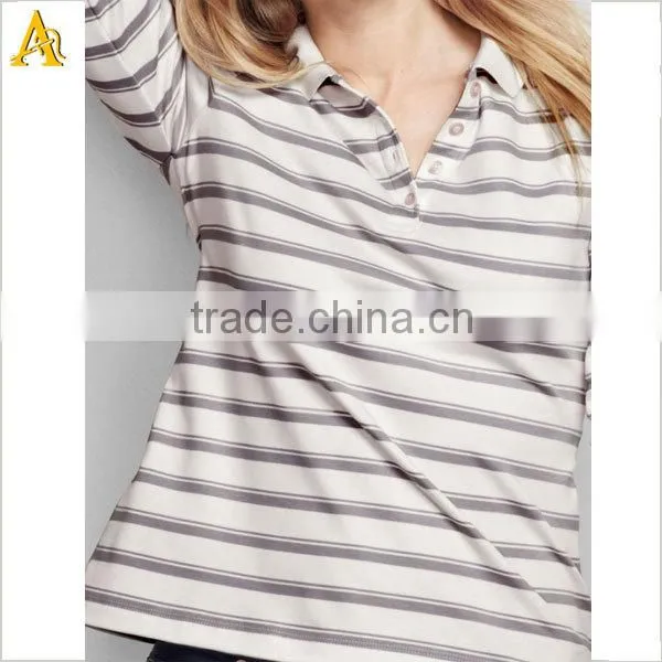 Yarn dyed custom polo shirt design for women