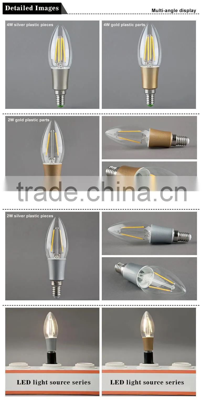 Haining Vintage led filament bulb C35 with plastic silver plated 2W E14 110V
