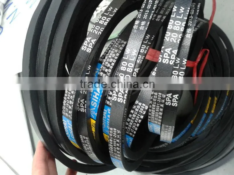 Wedge wrapped abrasive belts for transmission