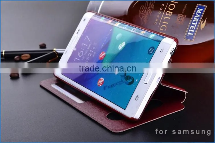 Wholesale Luxury Phone Case for samsung galaxy note 4 with double window protective cover case