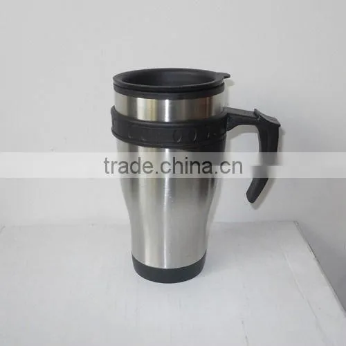 Double wall budget promotional steel plastic travel mug