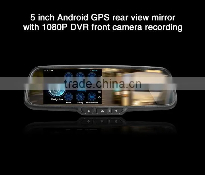 Rearview mirror gps android 5 inch with rear view camera DVR radar detector