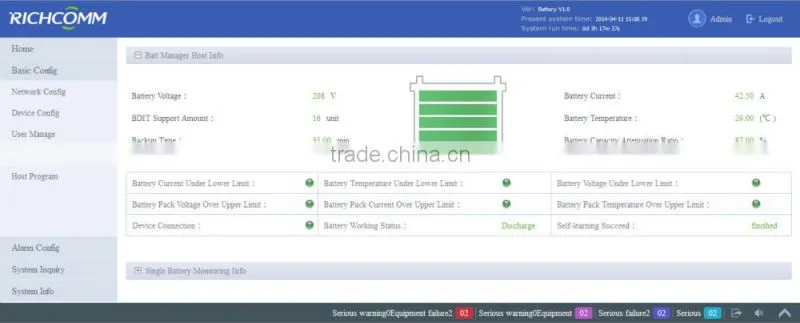Battery Monitoring System:ups dry batteries