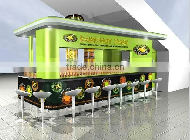 Customized square juice bar&juice kiosk&Pine apple kiosk with unique 3d design