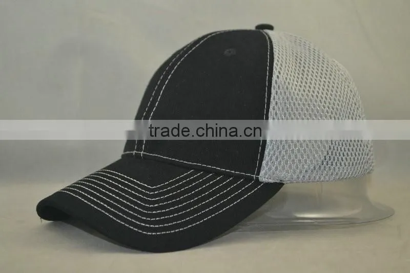 Black cotton and white mesh hat flex fit style for adult size