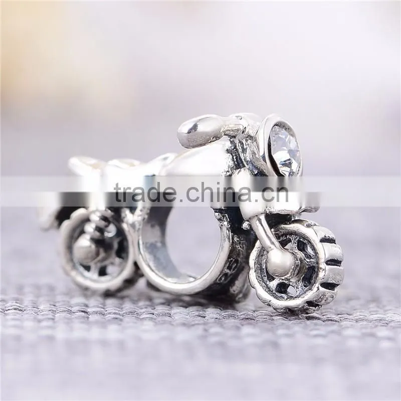 X208 Handmade Silver Motorcycle Charms,Real 925 Silver Diy Charm Pendants For Men