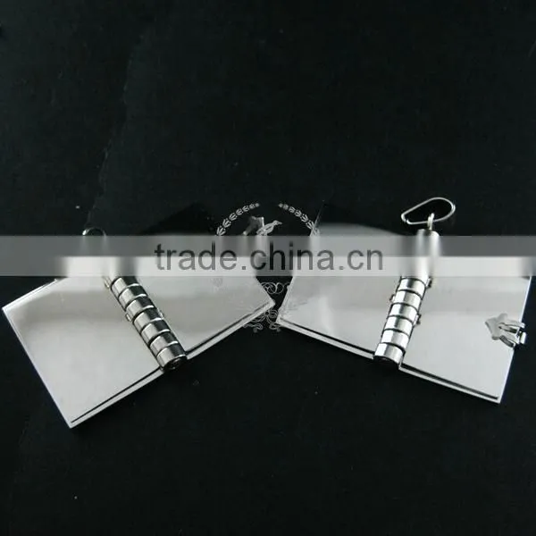 25x28mm 316L stainless steel book locket with rhodium plated pages DIY custom laser pendant charm supplies 1820253