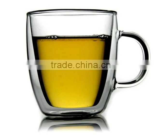 Heat resistant glass double deck glass 350 ml/Sanzo Custom Glassware Manufacturer borosilicate hand made double wall glass with