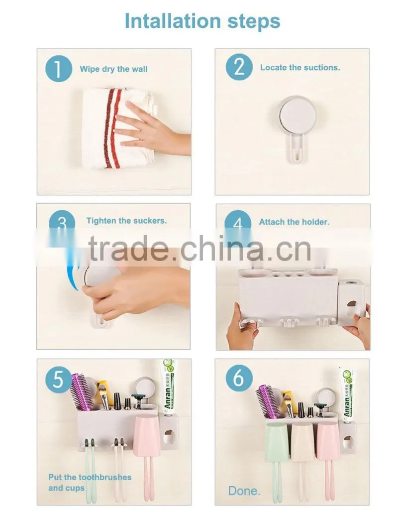Toothpaste Dispenser Toothpaste Holder Wall Mounted Dustproof Automatic Toothbrush Holder