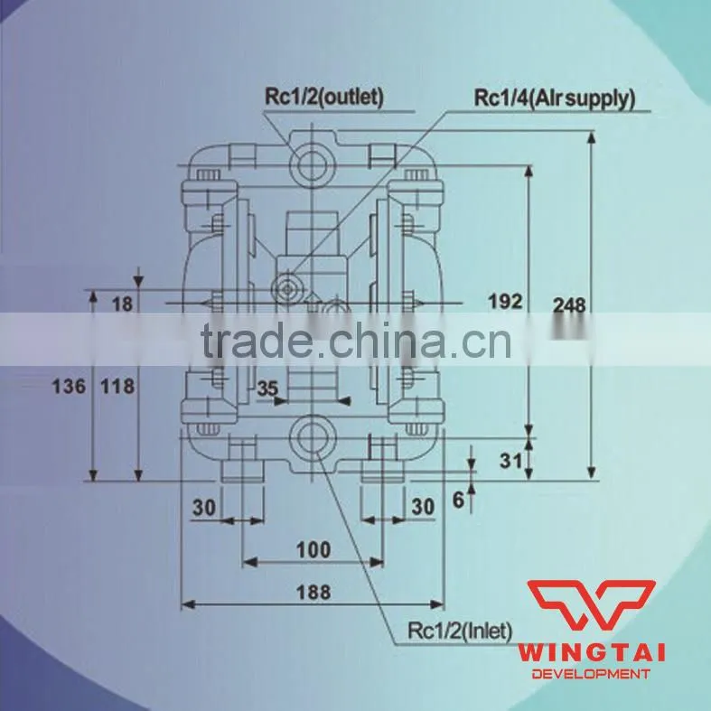 1/2'' Aluminum Alloy Diaphragm Pneumatic Ink Pump