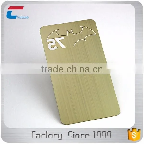 Custom bronze brushed metal cards/gold (silver) brushed stainless steel metal cards