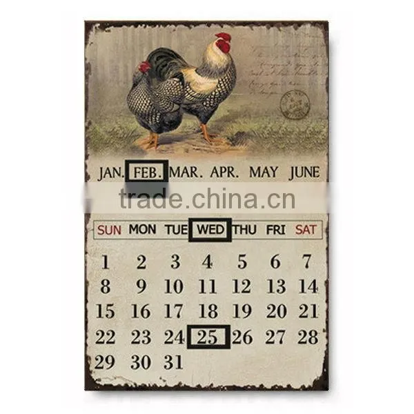 Decorative Vintage Metal Sign Antique Metal Plaque Calendar Metal Wall Plaque