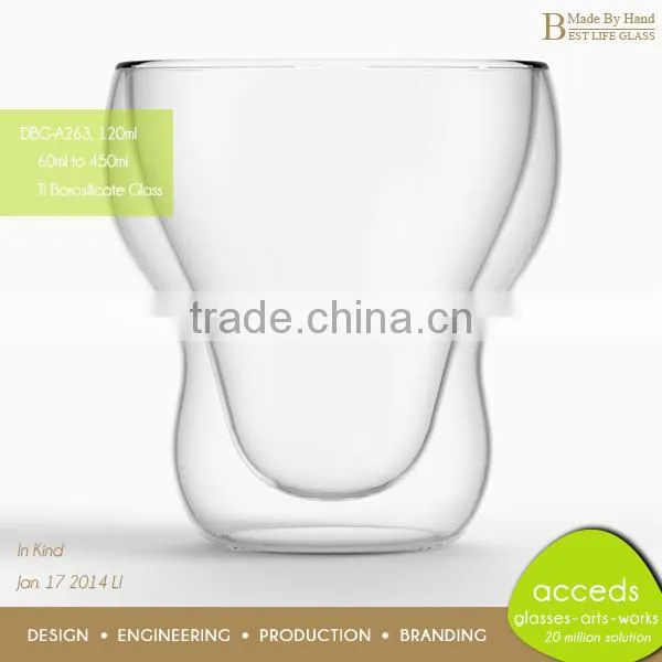 DBG-A14-100 100ml Popular Borosilicate Glass Clear Double Wall Glass Cup