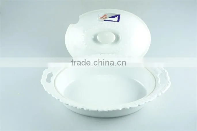 Ceramic casserole dish/ large casserole dish oval with lid lace edged design