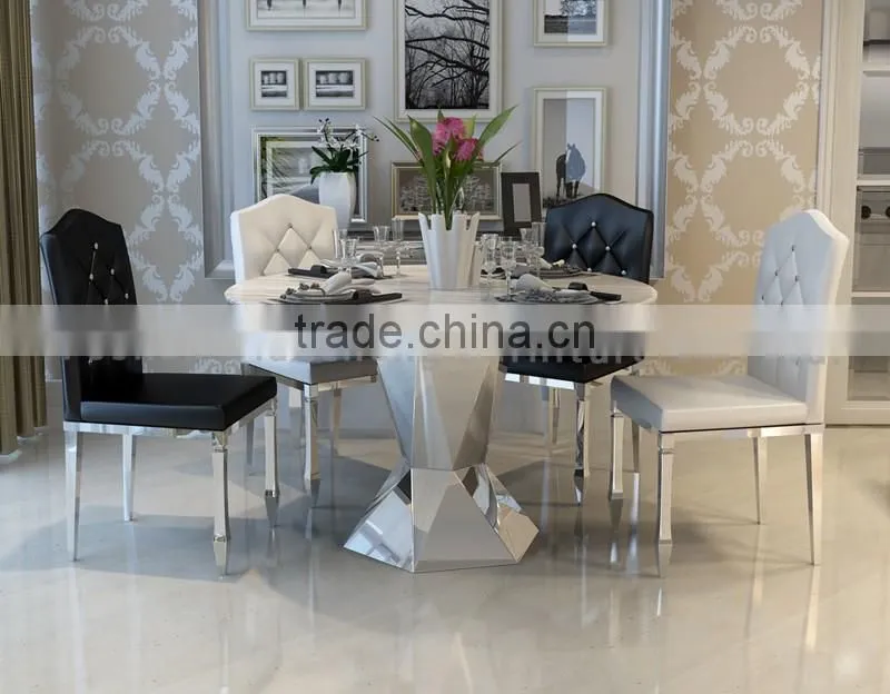 European style 6 seaters stainless steel round dining table