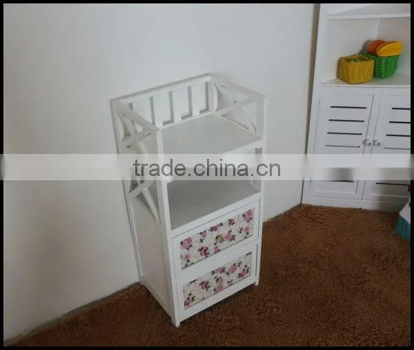 white wooden mini storage cabinet with shelf