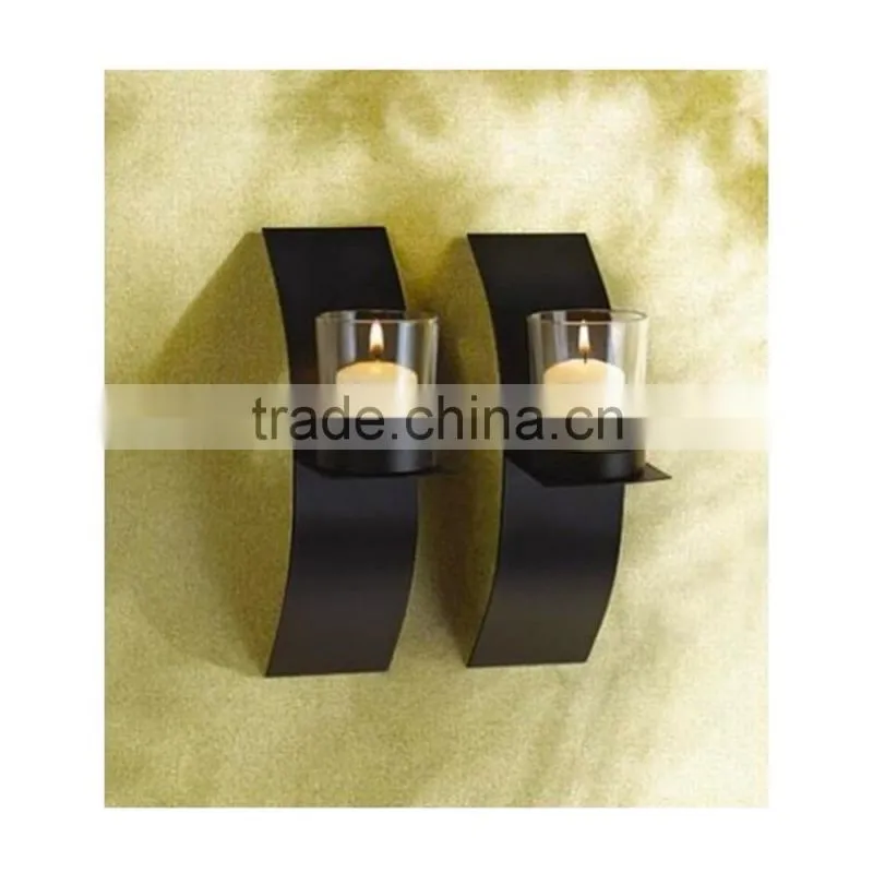 Modern Art Candle Holder Black Metal Wall Sconce Candle Holder