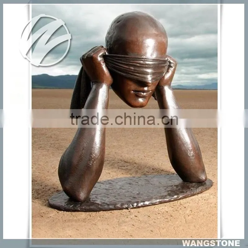 Modern art life size brass head statue