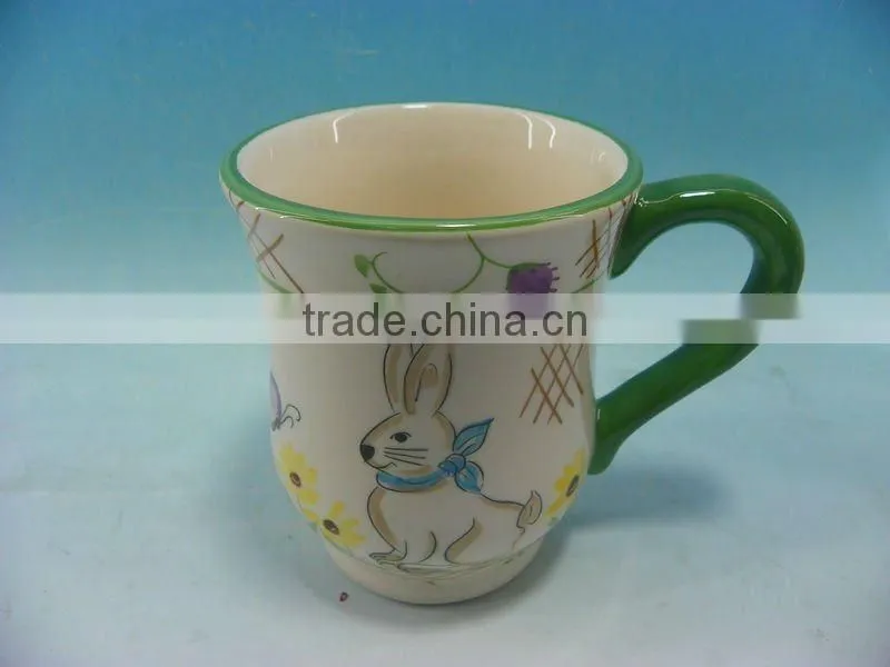 April hot sale easter big ceramic cup with handle