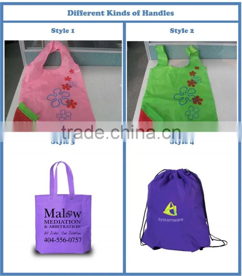 Customized Printing High Quality Nylon 190T Cartoon Folding Shopping Bag