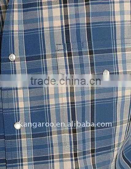 Men's cotton Wrinkle Resistant Blue Plaid Western Shirt