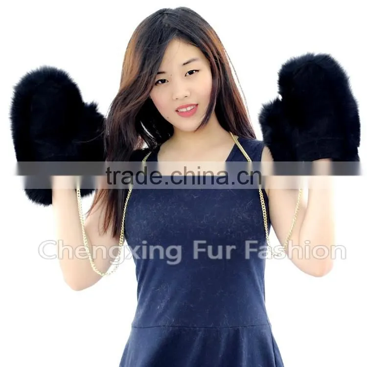 CX-A-67C Genuine Fox Fur Fingerless Winter Hand Leather Glove
