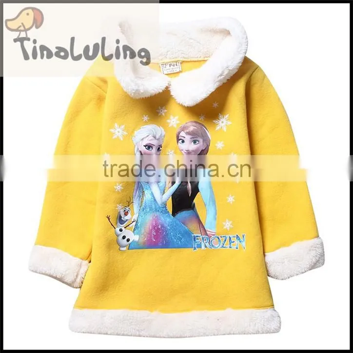 2015 new arrival Coral Fleece long winter coats for girls Plush collar fleece jackets