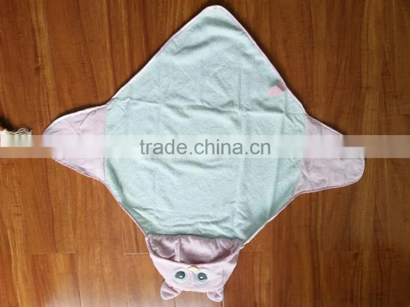 Owl cotton velour animal baby hooded bath towel