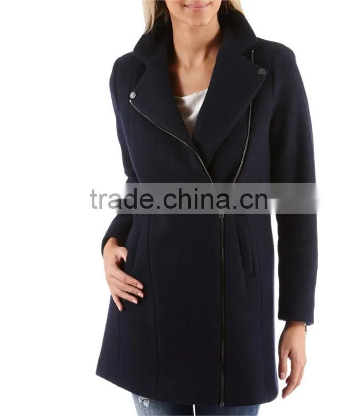 latest brushed checked ladies plaid winter coat