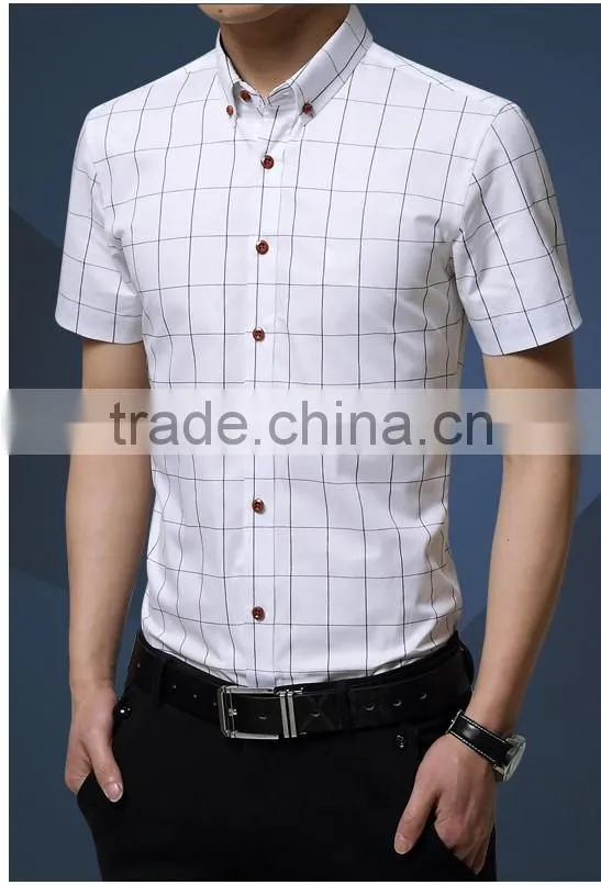 In the summer of 2016 the new men's short sleeve shirt, cultivate one's morality thin section checked shirt cotton business casu