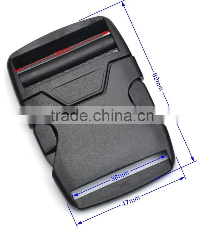 HLD/M326-38mm 1.5inch black POM plastic buckles bump adjustable splice clip buckle backpack webbing strap