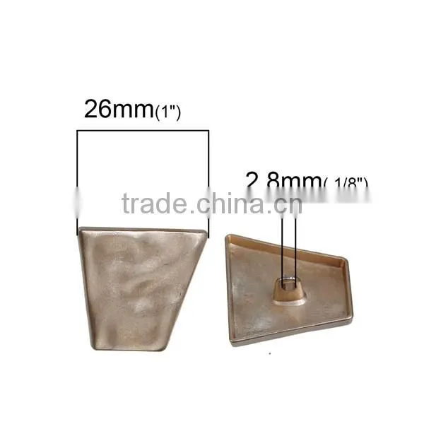 Zinc Based Alloy Metal Sewing Shank Buttons Irregular Light Golden Trapezoid 26mm x 24mm