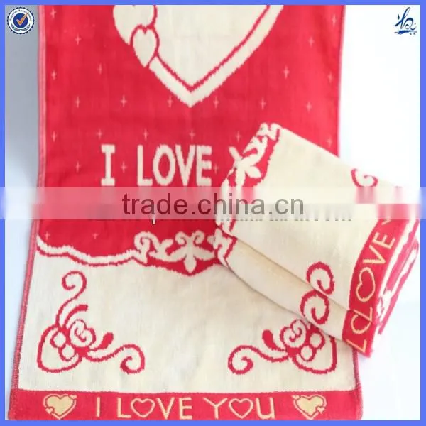 Festive red jacquard embroidery towels cotton with dobby