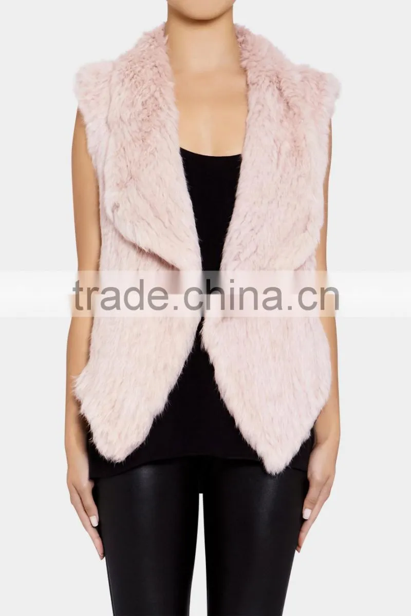 YR827 1*1 knit top quality Fashion design factory quality Ladies rabbit fur gilet