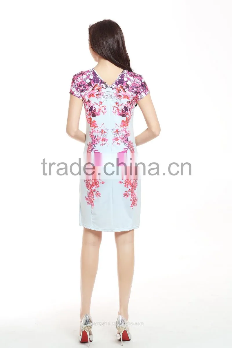 wholesale polyester elastane curved hem distressed mini ladies summer dresses SD02