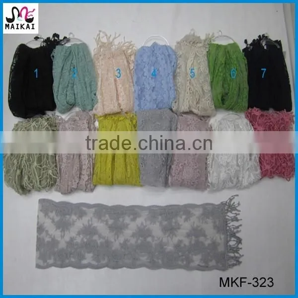 Wholesale korean fashion women lace embroidered scarf