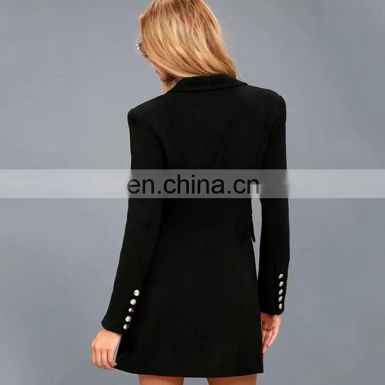 Best seller high quality captain's black double-breasted winter coat woman