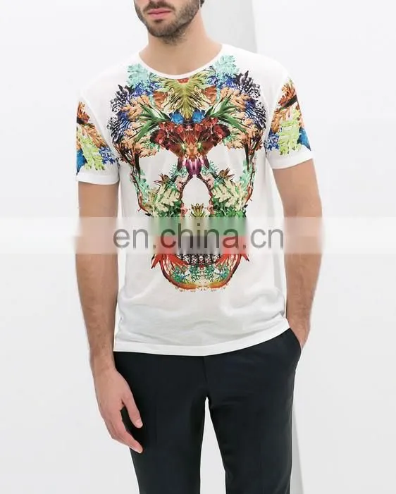 Hot Sales Custom Short Sleeve skull print Wholesale T Shirts for Men