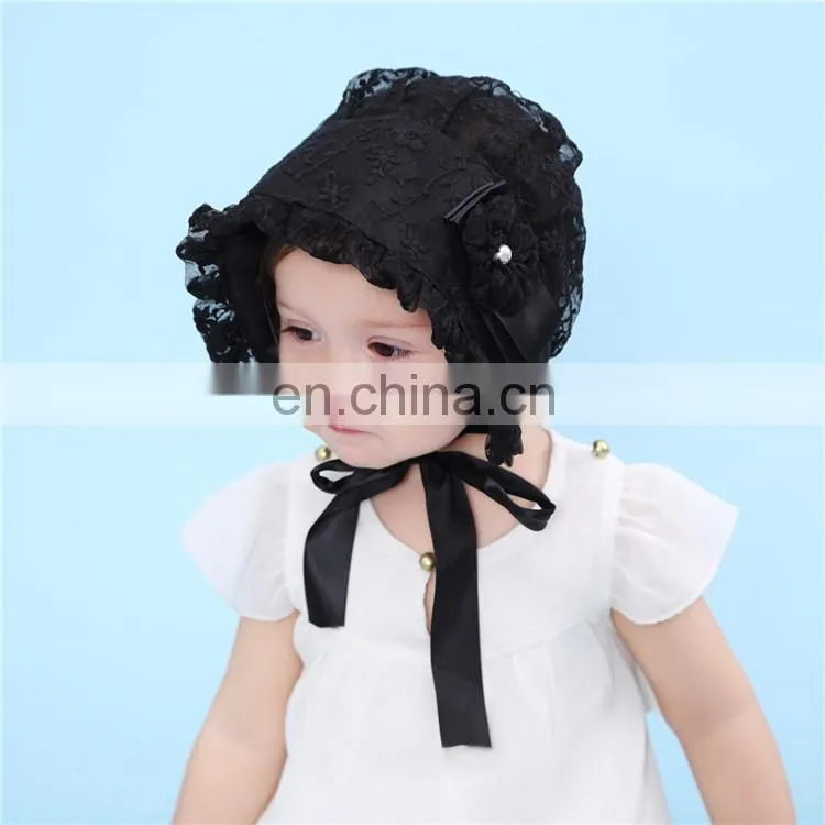 Little princess lace cap lace silk ribbon adjustable cap hat embroidery flower