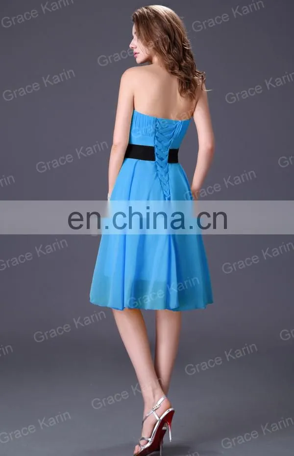 Grace Karin Strapless Knee Length Chiffon Bridesmaid Dress CL4096