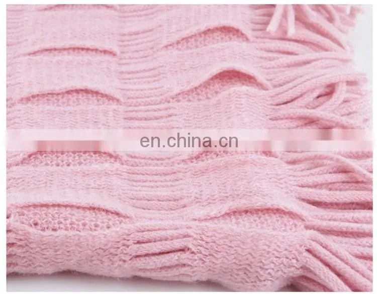 wholesale hot sell street fashion style mix color knit loop scarf with tassel