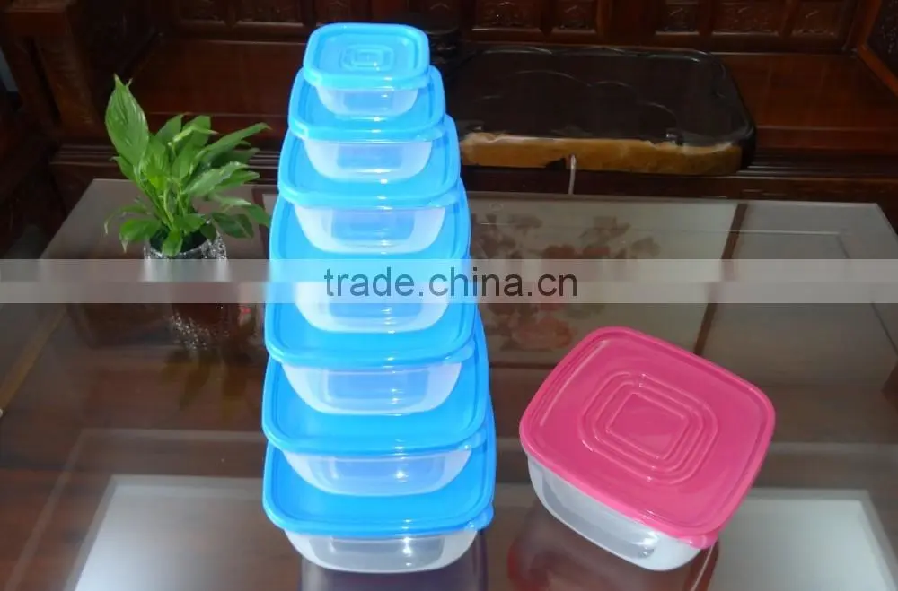 Popular 7 pcs set square plastic food storage container