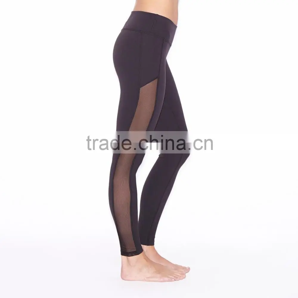 custom design 88% nylon 12% spandex yoga leggings with mesh