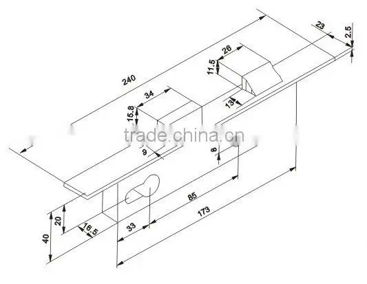 TRUST 85X20mm High Security mortise hook lock