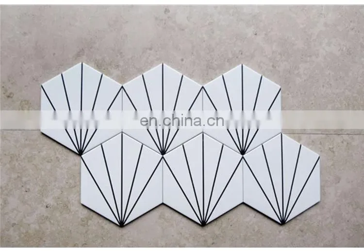hexagonal brick 230*200*115 mm black and white rays pattern classic tea bar clear bar anti-slip wall tile floor tiles