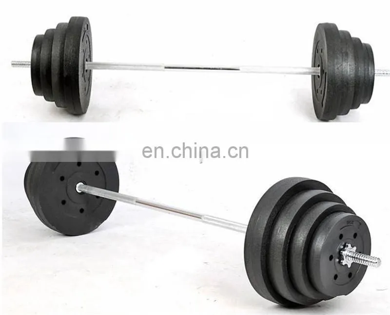 Low Price wholesale high quality cast iron plate chrome plated bar set adjustable gym barbell