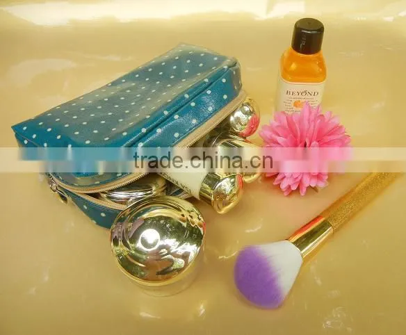 Shining wave point printing light zipper PU cosmetic bag