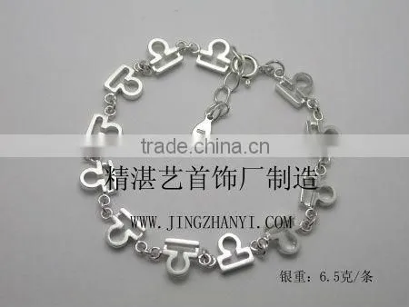 925 Silver Link Bracelet With Gemstone Charm