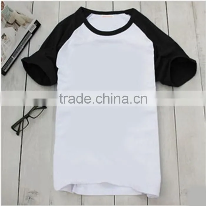 Whosale custom Sublimation 100% polyster Raglan T-shirt lover match, parent-children match and family dress